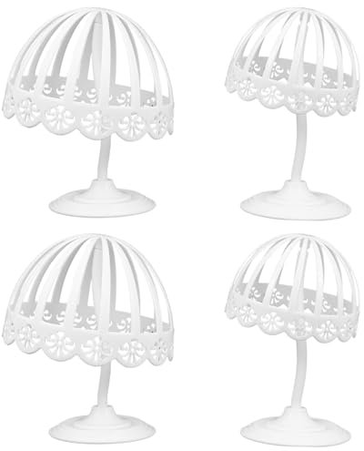 ULTECHNOVO 4Pcs Wig Stand Hat Support Rack, Baby Bonnet Display Holder Storage Stand, Wig Head Stands for Kids Baseball Hat Winter Cap, Desktop Display for Store Shop