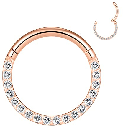 YEBOCIYO Knorpel Ohrring Helix Piercing 6mm Piercing Ring Rosegold Septum Nasenring Würfel Zirkon Conch Daith Helix Tragus Knorpel Lippen Augenbrauen Bauch Piercing Schmuck 316L Chirurgenstahl 16G