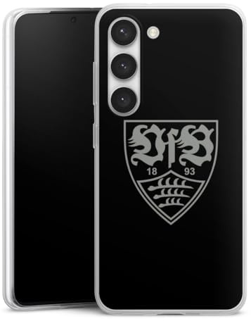 Slim Case kompatibel mit Samsung Galaxy S 23 Silikon Handyhülle transparent Hülle extra dünn Offizielles Lizenzprodukt VfB Stuttgart Logo