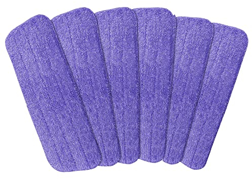 6 Pack Spray Mop Heads Replacement Mop Pads Reveal Mop Cleaning Pad ,Fit for All Spray Mops & Reveal Mops Washable 16.5*5.11 Inches. (Purple, Pack of 6)