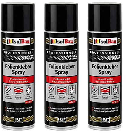 Isolbau Lot de 3 flacons de 500 ml de colle pour film adhésif professionnel pour le collage de films pare-vapeur et de construction - Pour PVC, bois, béton, etc