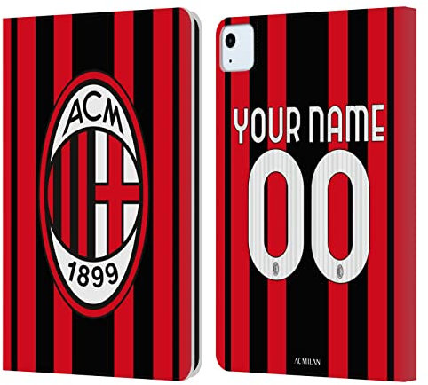 Head Case Designs Licenciado Oficialmente Personalizada Individualizada AC Milan Casa Equipaciones 2022/23 Carcasa de Cuero Tipo Libro Compatible con Apple iPad Air 2020/2022