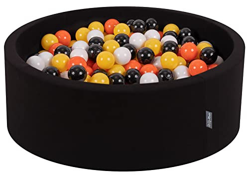 KiddyMoon Piscine À Balles pour Bébé Rond 90X30cm/300 Balles 7Cm Fosses À Boules Jouet Enfant, Toucan: Noir/Blanc/Orange/Jaune