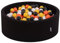 KiddyMoon Piscine À Balles pour Bébé Rond 90X30cm/300 Balles 7Cm Fosses À Boules Jouet Enfant, Toucan: Noir/Blanc/Orange/Jaune