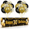 30. Geburtstag Deko für Mann Fraue Schwarzes Gold, Luftballons 30. Geburtstag Party Schwarz Gold Banner und 18 PCS 30. Happy Birthday Konfetti Ballons für Deko 30 Jubiläum Geburtstagsparty Dekoration