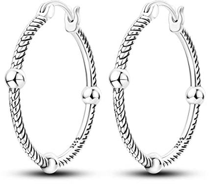 Creolen für Damen 925er-Sterlingsilber gedrehte Creolen CZ hypoallergen leicht Zirkonia einfache ovale Ohrringe Schmuck für Mädchen und Frauen