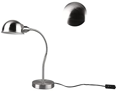 lightling Tischleuchte Philipp aus Metall, Schreibtischlampe nickel matt, Flexarm, Schnurschalter exkl. 1 x E27 max. 10W, Breite: 16 cm, Höhe 46 cm