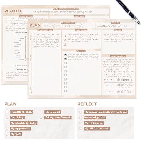 Daily Planner To Do List Notepad by metaFox becoming - A Good Day Planner - 50 Pages Undated Daily Planner Pad - Daily Notepad for Work and Personal Planner