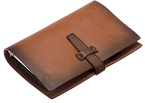 PATIKIL A6 PU Leder Bindemittel Zeitschrift Nachfüllbarer Loose Blatter Persönlicher Terminplaner Organizer Geregelt Liniertes Notizbuch mit Schnalle für Business Büro Braun