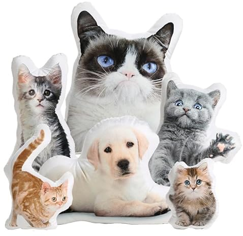 EKMON Personalisierte Haustier Kissen Hund Katze geformte Kissen, Doppelseitige 3D-Druck Foto Kissen - Weichen Plüschtier Zuhause Sofa Autositz Dekorative Einzigartige Geburtstagsgeschenk/35CM