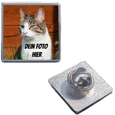 2Burned Personalisierte Foto Anstecknadel 1x Brosche Quadrat Hochzeit Beerdigung Geburtstagsfeier (Quadrat)