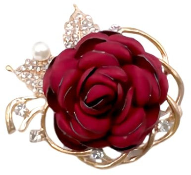 Broche en forme de rose en cristal avec perles et strass vintage pour manteau, costume, jupe, accessoires pour femmes et filles, Fausse perle Strass