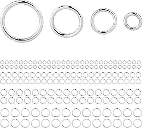 ALEXCRAFT 900 Stück Multipack Silber Biegeringe Schmuckzubehör Sprung Ring | Öffnungsring Armbänder Halskette Ketten Verbindung Zubehör Kleine Offener Biegeringe 4/6/8/10mm Ring Set Schmuckherstellung
