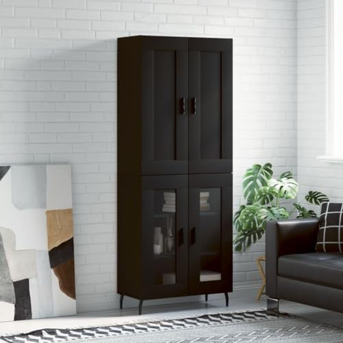 CIADAZ Highboard Schwarz 69,5x34x180 cm Holzwerkstoff, Sideboard Wohnzimmer, Schlafzimmer Kommode, Bücherschrank, Wohnzimmerschrank, Hochschrank, Wohnschrank - 3199634
