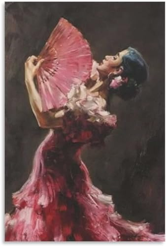 GUYFAM Flamenco-Tnzerin Poster: Spanische Tnzerinnen Drucke, Wandkunst, Tnzerin Leinwandmalerei, Home Wanddekoration, Bild 50x70cm, Ungerahmt