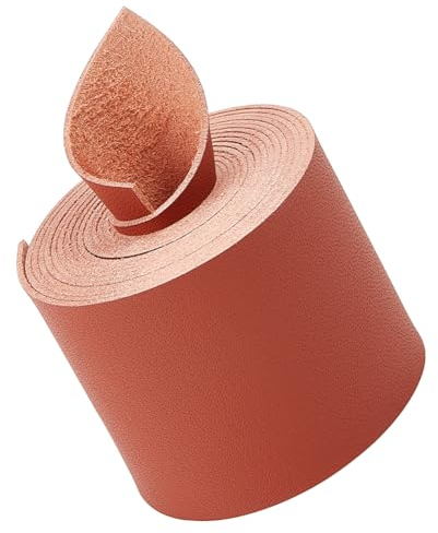 GORGECRAFT 2m*50mm*1.2mm Cinturini in Pelle Marrone Pieno Fiore Cordone di Cuoio Piatto Lungo Strisce in Finta Pelle su Un Lato per Artigianato Fai-da-Te Avvolgimento di Gioielli Fili Intrecciati