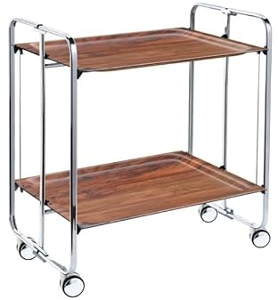 DON HIERRO - Bauhaus Klapptisch, 2 Ebenen, Gestell verchromt, Cedar