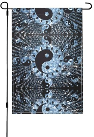 Ying-Yang-Diagramm, doppelseitige Gartenflaggen für draußen, Frühlingsgartenflagge, Hofflagge, Outdoor-Gartenflagge, perfekt für Rasendekoration