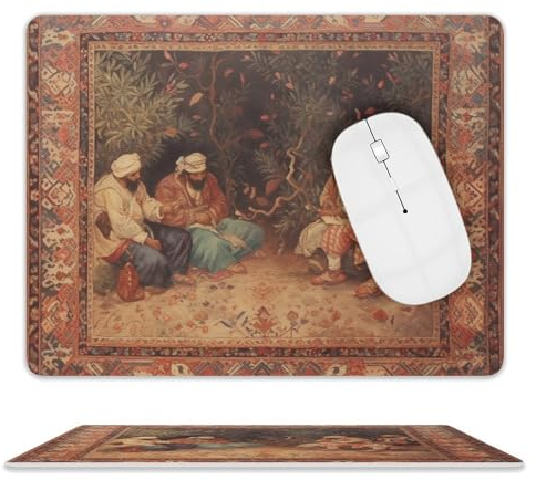 Mauspad, Leder-Mauspad mit Gummiunterseite, Schreibtischschutzunterlage für Laptop, antike orientalische Kunst, Mauspad, Computer-Schreibtischmatte, rutschfeste Schreibtischunterlage für Arbeit, Büro,