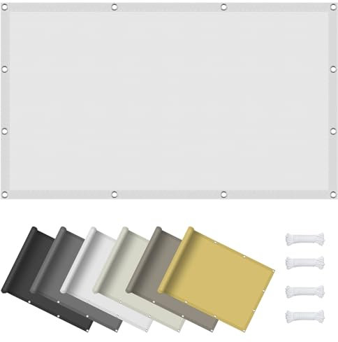 Vela Ombreggiante 220 x 260 cm Tenda da Sole per Esterni, Rettangolare Impermeabile con Occhielli, Pes Protezione UV 98%, per Esterno Terrazza Giardino, Bianco