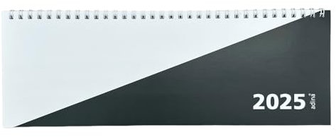 ADINA Tischquerkalender 1 Woche auf 1 Seite Kartondeckel Querterminkalender 30x10cm (schwarz weiss, 2025)