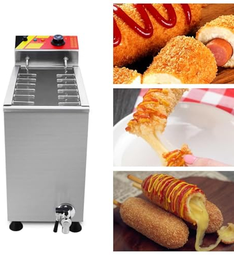 YJFEDCC Hot Dog Machine, Corn Dog Fryer, Cheese Dog Stick Fryer, Electric Fryer Commercial Cheese Dog Stick