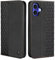 CXTCASE Funda iPhone 16, Funda Tapa Libro Movil Carcasa PU Cuero para iPhone 16, Tipo Libro Flip Wallet Case, Negro