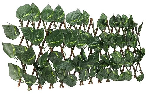 Aramox Clôture de Haies Artificielles, Décoration Murale en Feuille de Saule, Haie Extensible, Protection, écran de confidentialité, Installation de Fermeture éclair (Feuilles