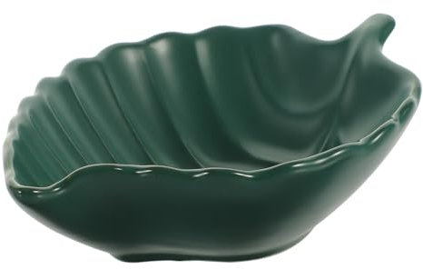 Amosfun Ceramic Plate Banana Leaf Design Versatile Serving Bowl Dessert Trays Snack Plate Home Decor Green