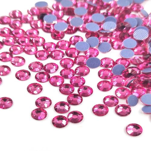 Liliume 1440Pcs Hotfix Strasssteine SS16 Rose Strassstein Runde Weiß Edelsteine Glas Steine für Kleidung Schuhe DIY Handwerk(SS16-Rose)