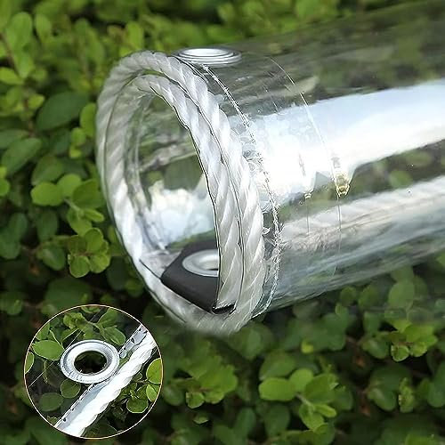 Telone trasparente con occhielli, telone resistente alle intemperie, tenda da sole durevole, pieghevole, 0,35 mm, parapioggia, copertura per mobili da giardino, piante, serra, stallone, tetto (1 m x 1