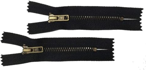 2 Reißverschlüsse Metall für Jeans 8 cm schwarz/altmessing