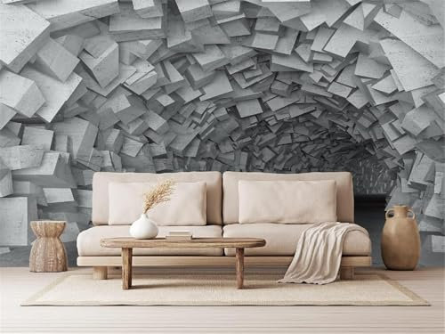 Moderne et simple Papier Peint 3D Mural,espace géométrique solide,Papier Peint Autocollants Maison Chambre Mur Affiche Décoration Pour Salon Bureau Salle Mur Art,300x210cm