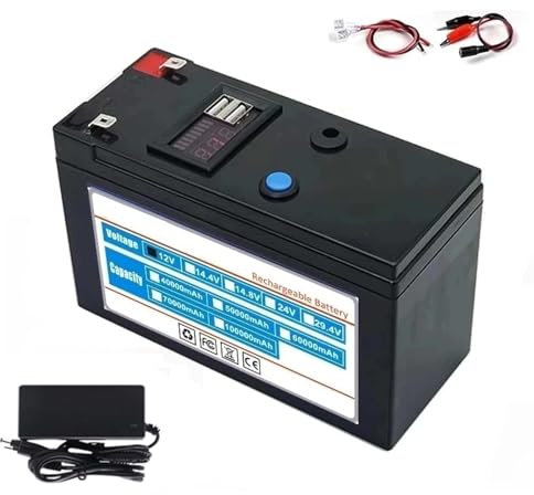 SSCYHT Batteria Ricaricabile agli ioni Litio 12V 20Ah Pacco Batteria Litio 12 Volt con USB Display Alimentazione LED Illuminazione Solare Batteria Ricambio Esterni con Caricabatterie