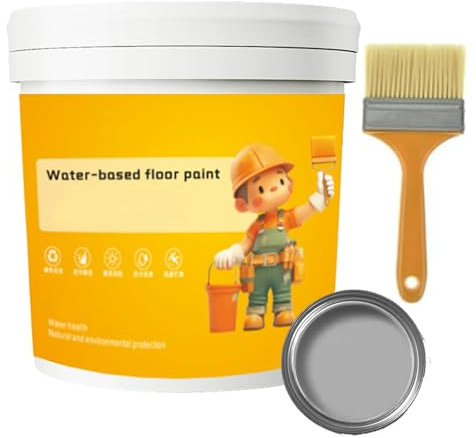 Camic Epoxy Floor Paint, Water-Based Garage Floor Paint, Quick-Dry Anti-Slip Water-Based Floor Paint, Anti-Slip Concrete Floor Paint for Roof and Floor, for Both Indoor and Outdoor (Light Gray-300g)