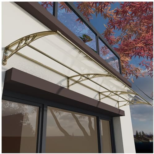 LYCDPYCD Transparent Awning Home Roof Pc Panel Silent Canopy Door and Window Awnings Outdoor Garden Sun Canopy Aluminum Alloy Bracket Sturdy Awning(Gold,60 * 300cm)