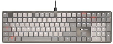 CHERRY KC 500 MX LP, Mechanische Low-Profile-Tastatur, Deutsch QWERTZ, Grau | Fullsize-Format, Kabelgebunden (USB-A Anschluss), Dimmbare Weiße Beleuchtung, High-End PBT-Keycaps, MX LP 2.0 IVORY Switches