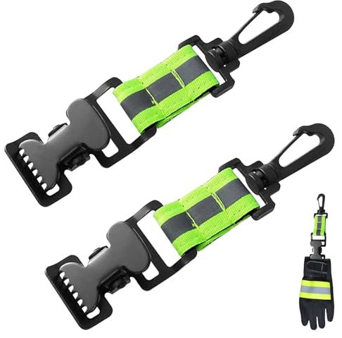 keyxer 2 Stück Feuerwehr Handschuhhalter, Handschuhhalter Feuerwehr Handschuhe Doppelter Clip, Streifen Handschuh Clip mit Metallspange, Handschuh Halterung für Handschuhe Handtuch Masken