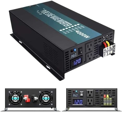 Onduleur Puissance À Onde Sinusoïdale 4000W 24V 220V pour Panneau Solaire Convertisseur d'alimentation CC À AC 12V/48V/96V À 120V/230V/240V Convertisseur Tension Convertisseur(110V,120V_French)