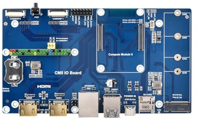 LUCKFOX CM5 IO Board - for Raspberry Pi Compute Module 5 Expansion Board with Dual HDMI, USB3.0, PoE Gigabit Ethernet Port, M.2 NVMe Solid State Drive Booting