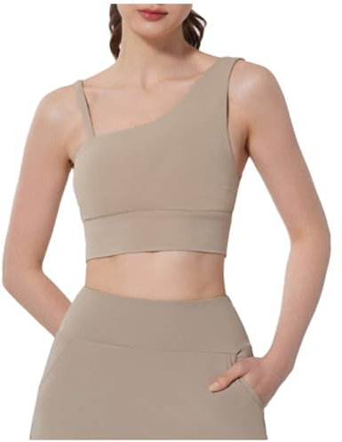 Brassiere Sport Femme sans Armature Grande Taille Corset Soutien Gorge Dos NNu Confortable Sexy sous-Vêtements Jogging Running Fitness Yoga a la Mode Crop Top Haut (Khaki, S)