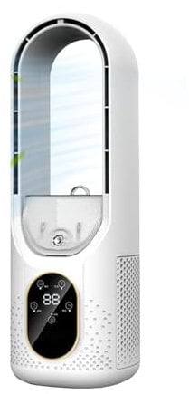 Eznaobo Tower Fans Bladeless fans with spray, Desk Fan Bladeless with LED Light, 6 Speeds,Desk Fans Small Quiet for Office, Living Room, Bedroom (white)