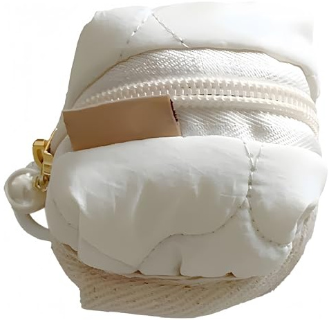 Soft Cotton Mini Earphone Purse for AirPods & Lipstick–Cute Fluffy Bunny Coin Purse with Zipper,Portable Plush Earphone Case,Soft Plush Bag for Jewelry,Coins & More,Outdoor, Travel,Fitness (White)