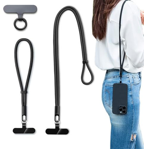 Shangkanlan Phone Wrist Strap, Lanyards for Neck, Finger phone strap, Adjustable Phones Charm Mobile Accessory, Phone Wrist Strap Anti Theft for Mobile Phones Cameras Keys Bags, 3 Pack (black)