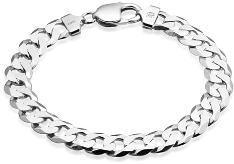 QUADRI - Elegante Armband Panzerkette für Männer und Frauen aus 925er Echtsilber -Deluxe-Box - Breite 10 mm - Länge 20,3 cm - Zertifikat Made in Italy