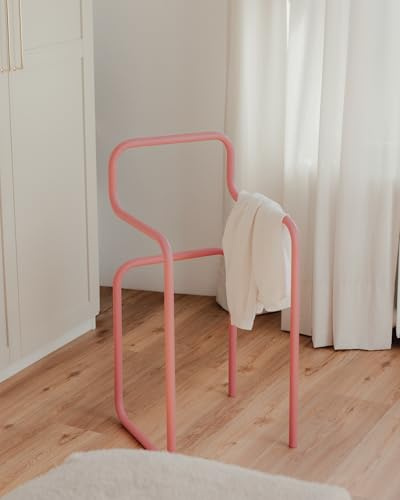 Metallbude Herrendiener James - Pink Lemonade - Moderner Kleiderständer aus pulverbeschichtetem Stahlrohr - Kratz-, Stoß- & Schlagfest - 42,5x42,5x89,5 cm