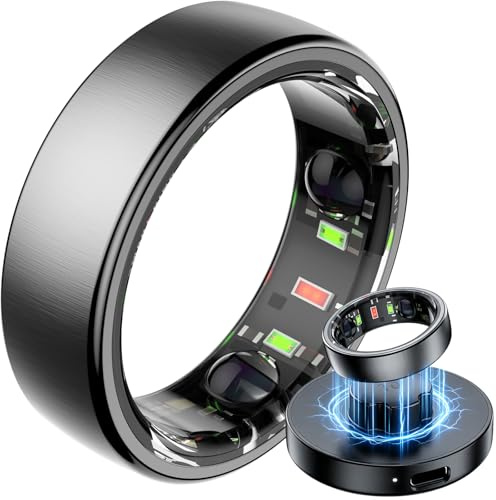 findtime Smart Ring Fitnessring Benachrichtigung Fitness Traking Ring Herzfrequenz HRV Schlaftracker Schrittzähler Gesundheitsring IP68 Wasserdicht Smartringe für Damen Herren Android iOS Größe 12
