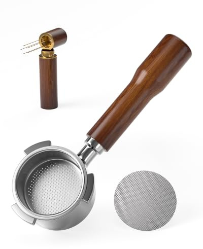 POANES Bottomless Portafilter 51 mm Naked Porta Filter, Compatible with DeLonghi Dedica EC680 EC685 EC785 EC820 EC850 EC860 EC885, Includes Strainer and Powder Shaker for Espresso Machine