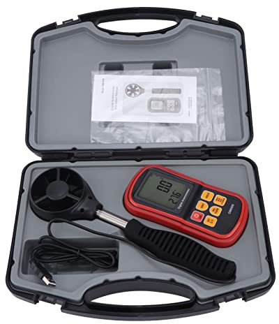 Anemometro PolyGen ad alta precisione con precisione del ±3%, misuratore digitale della velocità del Aria con ampio display LCD e blocco dati, anemometro tascabile per HVAC e vela