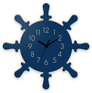 Yourlivingart Wanduhr Steuerrad-Blau, Kinderuhr, Uhr für Kinderzimmer